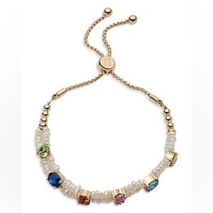 DANNIJO Edan Bracelet - Pearls w/ Gold and Multicolor Stone Adjustable Bracelet